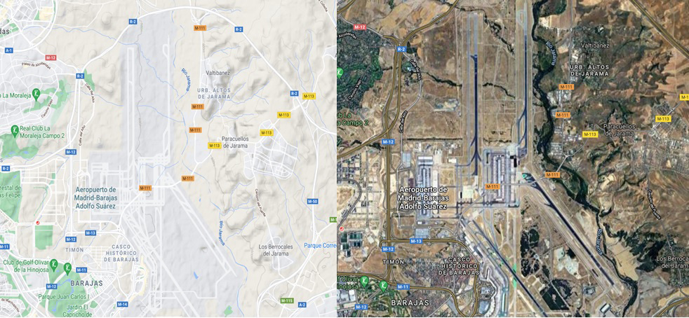 Plano aéreo del aeropuerto de Madrid-Barajas