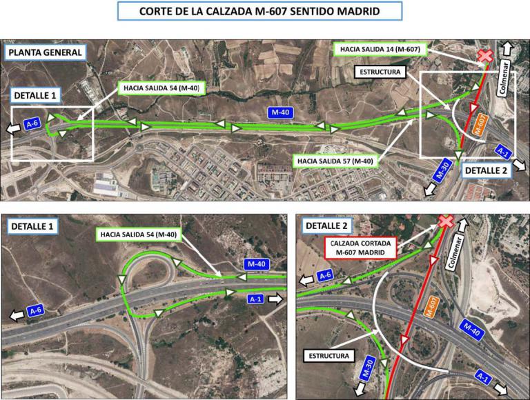 Imagen noticia: Corte de la calzada M-607 sentido Madrid - Ministerio de Transportes, Movilidad y Agenda Urbana.