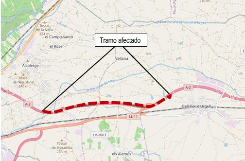 Mapa de ubicación del tramo afectado - Ministerio de Transportes, Movilidad y Agenda Urbana. - Ministerio de Transportes, Movilidad y Agenda Urbana.