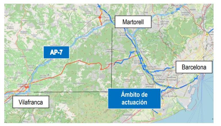 Imagen noticia: Autopista AP-7 entre los enlaces de Martorell y Vilafranca Centro - Ministerio de Transportes, Movilidad y Agenda Urbana.