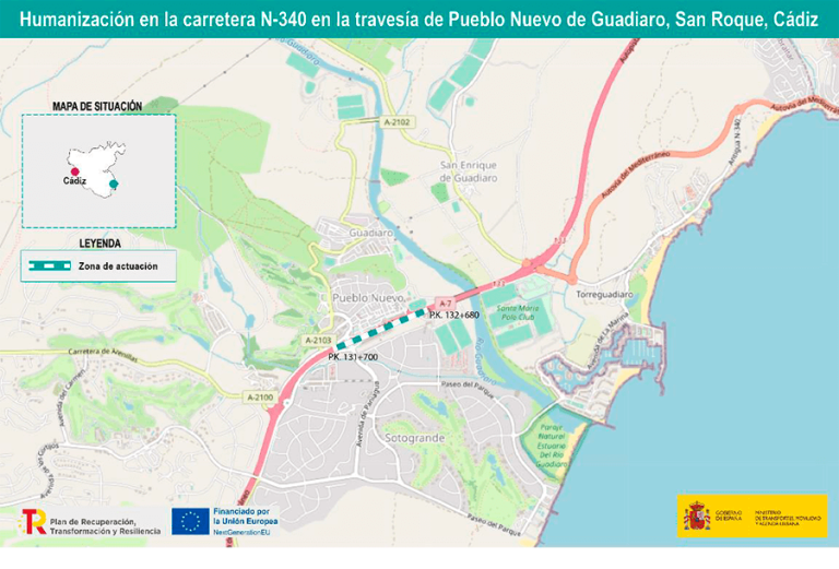 Imagen noticia: Mitma licita por 950.000 euros las obras de humanización de la carretera N-340 en la travesía de Pueblo Nuevo de Guadiaro, en San Roque 