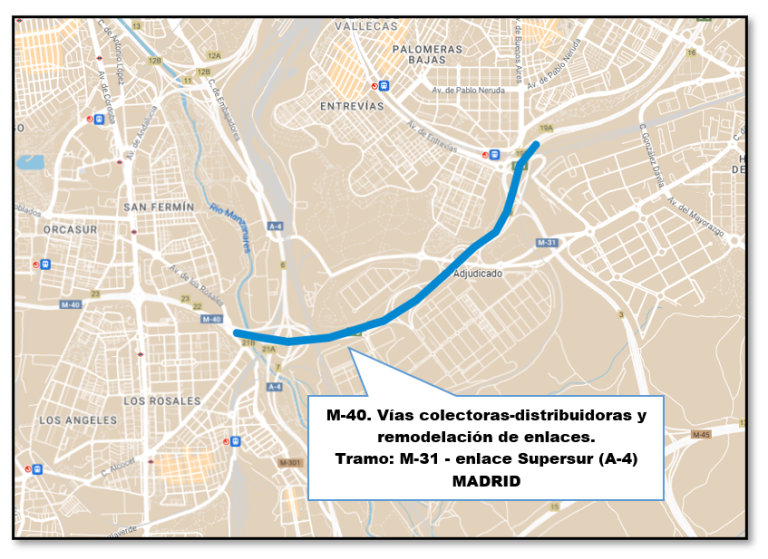 Imagen noticia: Mapa de situación M-40 - Ministerio de Transportes, Movilidad y Agenda Urbana.