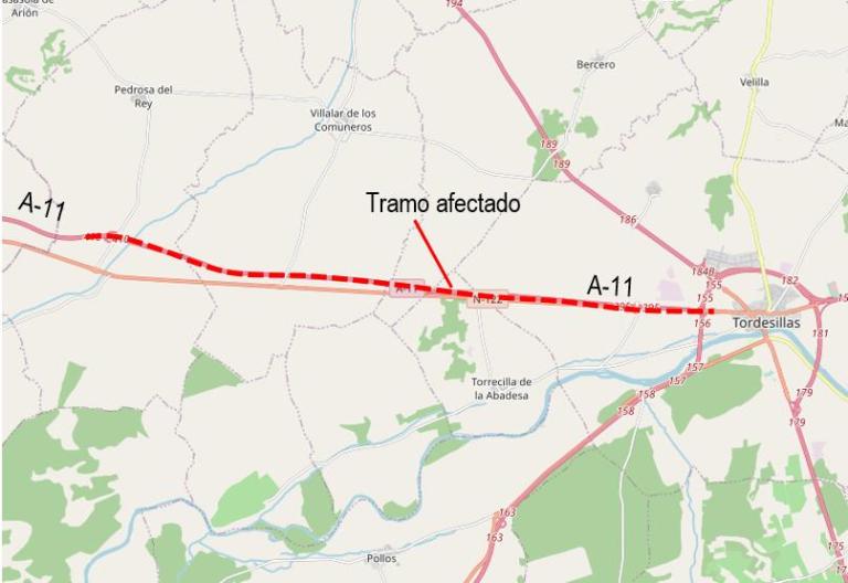 Imagen noticia: Mapa del tramo afectado - Ministerio de Transportes, Movilidad y Agenda Urbana.