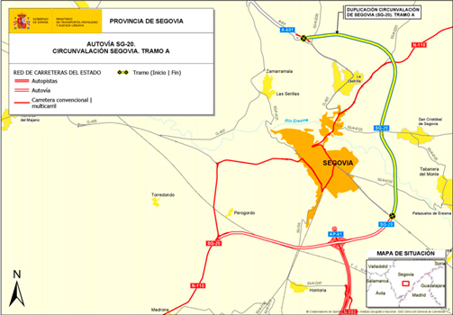 Mapa de la Circunvalación de Segovia  - Ministerio de Transportes, Movilidad y Agenda Urbana.